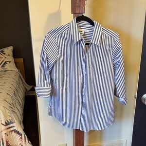 Foxcroft Women's Blue and White Striped Blouse